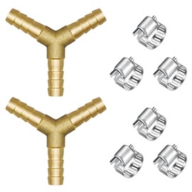 Napredak 1/4” Hose Barb Fitting Y Shaped 3 Way Union, Brass Barbed Splitter Splicer Adapter, 120 degree Wye Shape Joint Mender Connector for water, fuel, gas, Liquid, Air Tubing