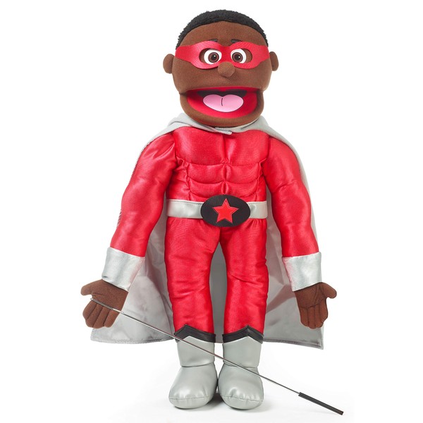 25" Superhero Boy, Black, Full Body, Ventriloquist Style Puppet