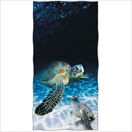 Zomer Beach Towel 70 x 140 cm, Printed Microfibre Bath Towel Giant Turtle