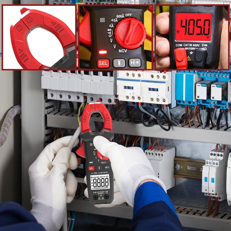 Current Clamp AC DC, Current Meter True-Rms 4000 Count, Clamp