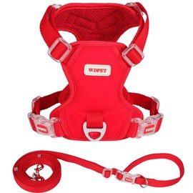 No Pull Dog Harness for Small Medium Dogs, Puppy Harness & Anti-Twist Leash Set, Adjustable & Padded, Puppy Harness with 2 Ultra-Light Aluminum Alloy Leash Clips (Red, Medium)