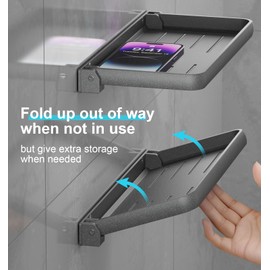 Aluminum RV Folding Wall Shelves 12 Inch Collapsible Fold Down Bookshelf for Camper - Small Foldable Trailer Interior Hidden Bedside Storage Rack 2 Pack