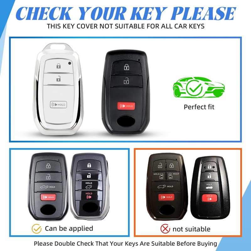 MILD EAST Key Fob Cover for Toyota with Keychain, Soft