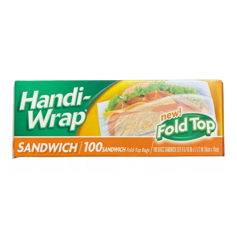 Handi-Wrap Sandwich bags fold-top bags 100pc 6.5''x 5.5" safe and