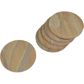 Marbco Sandstone Absorbent Coasters for Drinks 4 Inches in Diameter Multicolor Premium Natural Solid Build Material Sandstone Coasters (4, Round (with Holder))