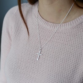 MATERIA by Matthias Wagner KA-300 Cross Pendant 925 Silver for Men and Women Religion with Jewellery Box, Silver