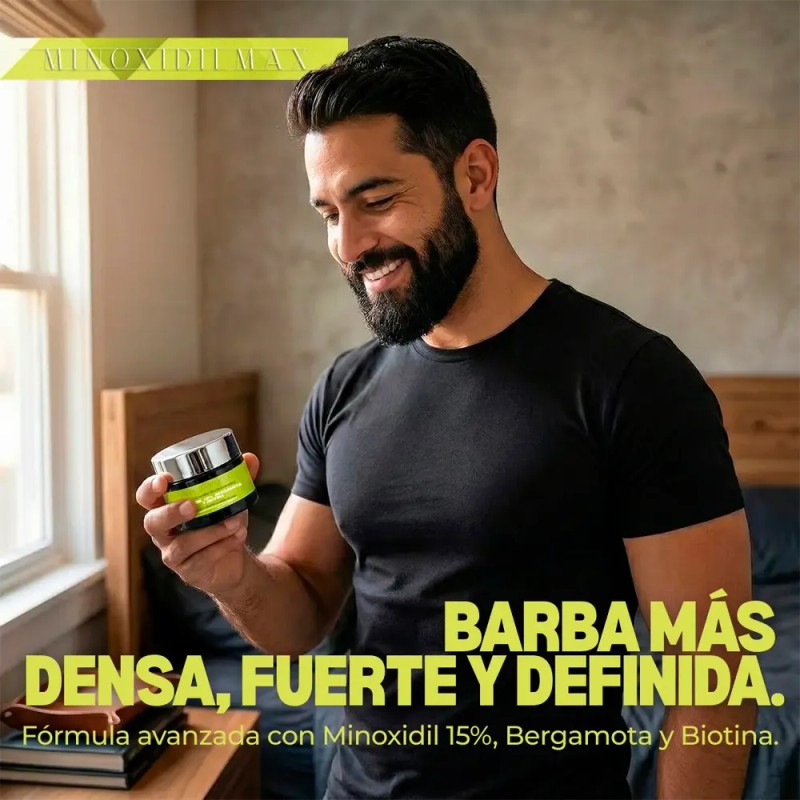 Minoxidilmax 15% + Bergamota + Biotina Crema Cabello Y Barba