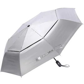 G4Free UPF 50+ UV Protection Travel Umbrella 46 Inch Auto Open Close Silver Vent Double Canopy Folding Sun Blocking Umbrella (Silver/Lake Blue)
