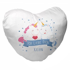Name Kilian and Unicorn with Stars for Lovers Valentine's Day Heart Cushion | Cushion | A Great Gift For Valentine's Day