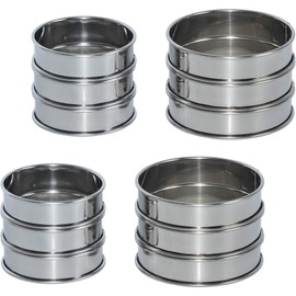 Uncle Jack 6 Pack 4” + 6 Pack 3-1/8” Double Rolled English Muffin Rings, Stainless Steel Crumpet Rings, Tart Rings, Round