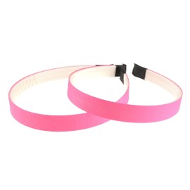 Ladies Girls Set of 2 Ribbed Satin Ribbon 15mm White Toothed Covered Headband Alice Band (Hot Pink White)