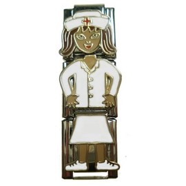 Quiges Set of 3 9 mm Italian Style Charm Model Stainless Steel Nurse for Italy Charm Bracelets, Copper, No Gemstone