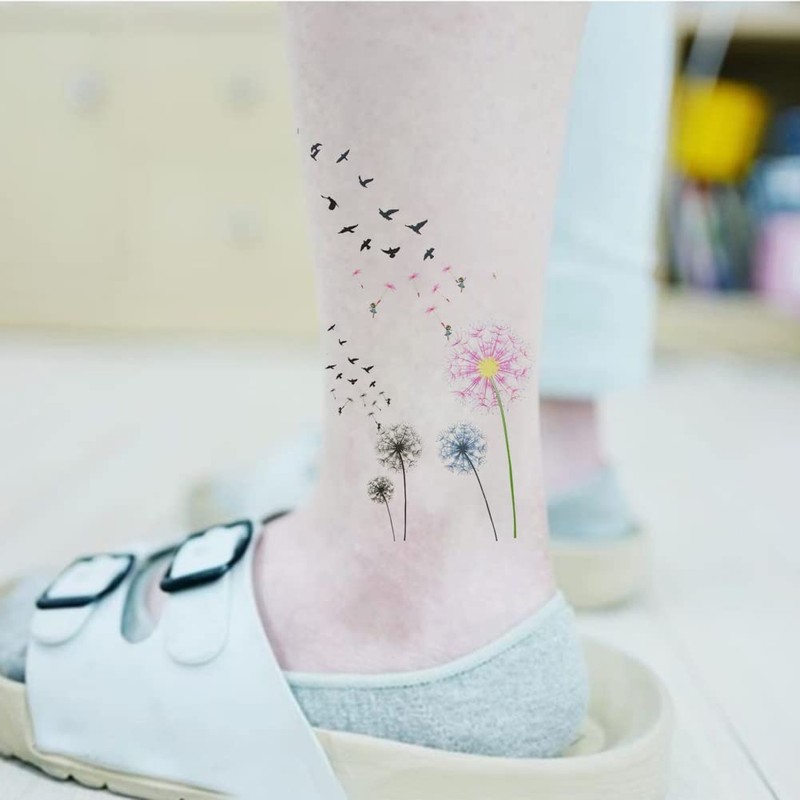 Oottati Small Cute Temporary Tattoo Dandelion Hand (Set of 2)