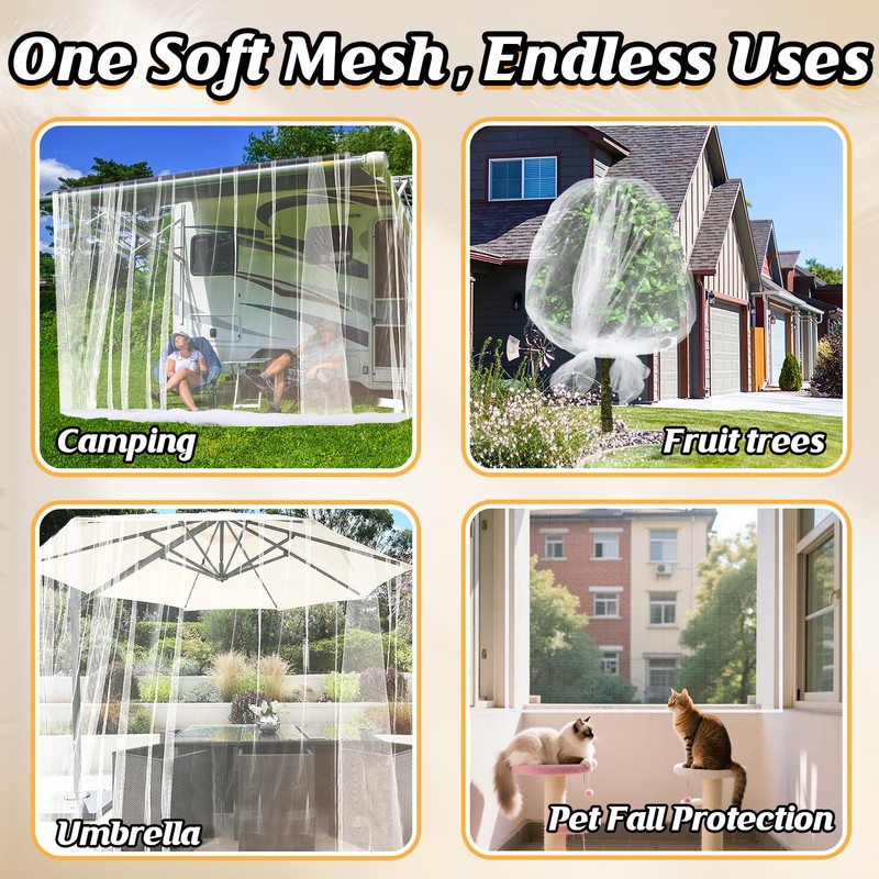 65x10ft Extra Large Mosquito Net, Mesh Netting for Garden Skin