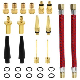Bicycle Brass Presta Schrader Valve Adapter, DaKuan 24 PCS Brass Bike Pump Adapters and 2 PCS Air Pump Hose Adapter for Standard Pump or Air Compressor