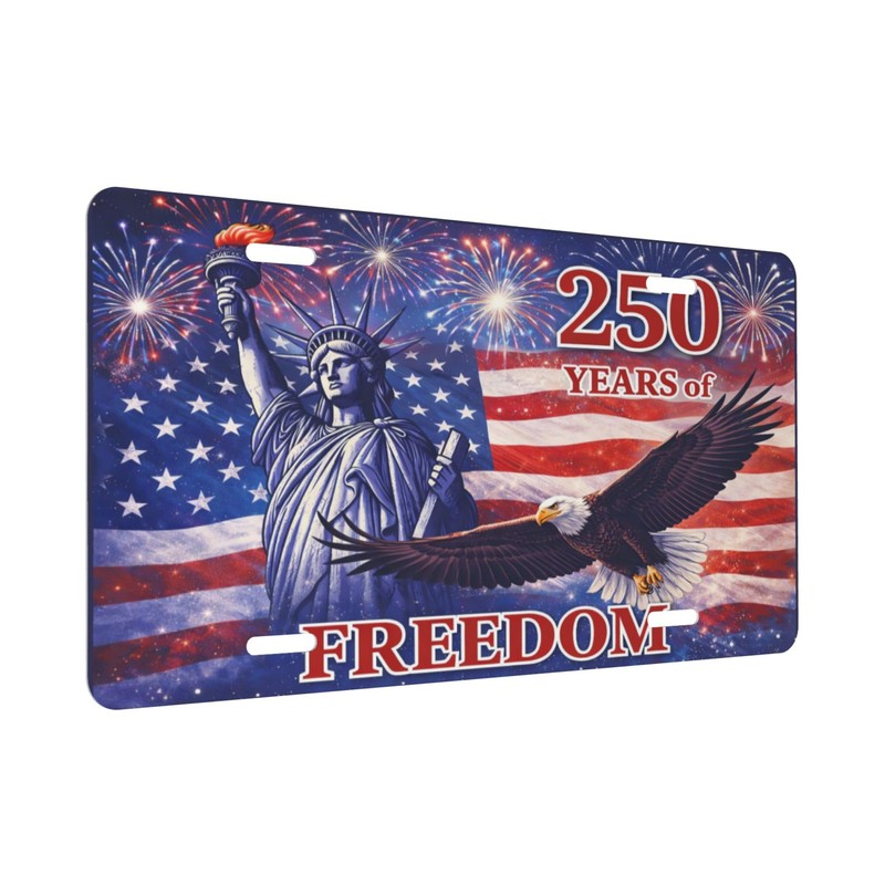 250th Birthday License Plate America, 6x12 inch,Anniversary USA Eagle Front