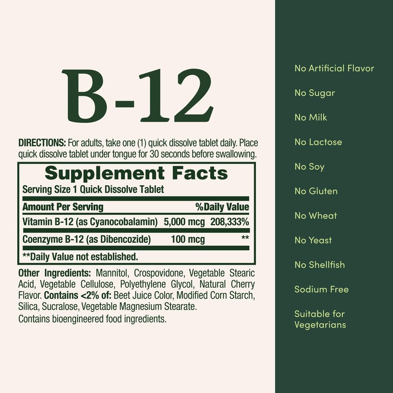 Nature's Bounty Vitamin B12, Supports Energy Metabolism and Nervous System