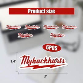 WEZCHUGHAOL 6pcs My Back Hurts Hard Hat Stickers, Mechanic Stickers for Toolbox Red Stickers for Hard Hat, Hat Box, Tool Box, Welding Helmet, Water Bottles, Laptop Box Warning Stickers (3 Inch)