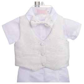 Lito Angels Baby Boys Christening Outfit & Bonnet Baptism Wedding Suit 4pcs Set Short Sleeve Size 9-12 Months White