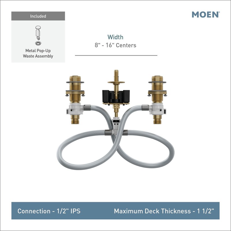 Moen Brass Widespread Bathroom Sink Faucet Rough-In Valve with Drain