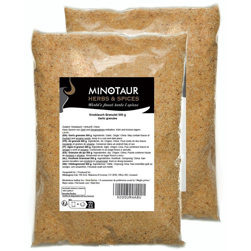 Minotaur Spices Garlic Granules, Garlic Granules, 2 x 500 g
