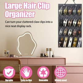 Claw Clip Organizer,Large Hair Clip Organizer,Premium Felt Hanging Claws Clips Storage Hanger for Girls Women Hair Clip,Banana Clip,Bows(NO Accessories) Display Stand for Wall Door Closet (Dark Grey)