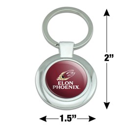GRAPHICS & MORE Elon University Phoenix Logo Keychain Classy Round Chrome Plated Metal