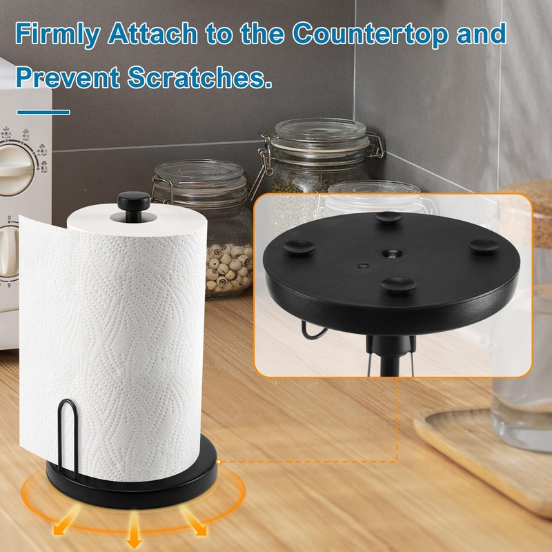 Veumoie Paper Towel Holder Countertop, Paper Towel Stand with Ratchet