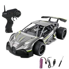 RC Car Electric Racing Car Off-Road Drift High Speed High Stability Alloy Shell Shock Resistant (Gray)