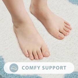 Uphome Blue Bathroom Rug Set Scalloped Non-Slip Absorbent Bathroom Mats Sets 3 Piece Cute Plush Machine Washable Shower Mat with U-Shaped Contour Toilet Rug for Shower Toilet Sink