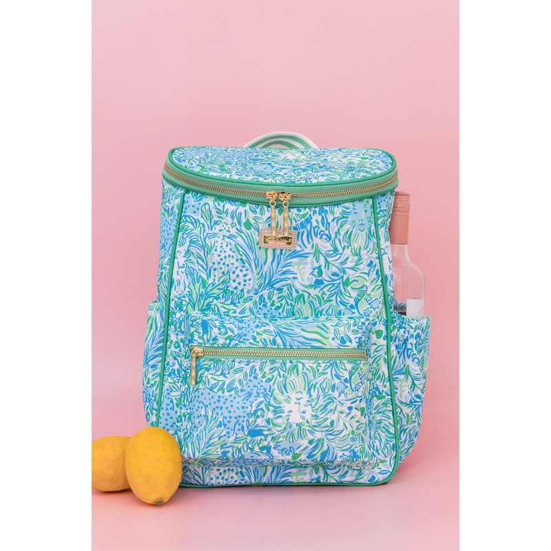 Lilly Pulitzer Insulted Backpack Cooler Large Capacity, Green Portable Soft