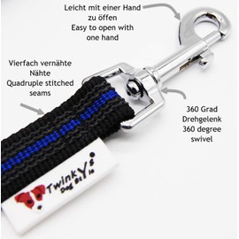 Twinkys Dog Style Recall Lead, Rubberised, 15 mm or 20 mm Wide, for Dogs up to 50 kg, 1 m to 50 m With Hand Loop, Made in Germany
