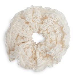 SXQLYH Lace Hair Bobbles, Lace Braid Band, Thick Soft Comfortable Hair Band, Elastic Band, 14 cm, Scrunchies, Ponytail Holder, Winter Hair, Bobble for Women, Thick Long Hair (Beige)