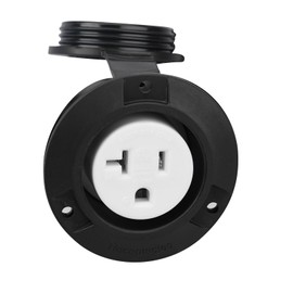 Veepeak 20 Amp Flanged Outlet 125 Volt NEMA 5-20R Household Receptacle, 2 Pole 3 Wire with Weatherproof Cap & Cover, Black, Commercial Grade, ETL Listed