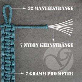 Universal Survival Rope Made of Tear-Resistant Parachute Cord/Paracord 550 Inches (Nylon Core Sheath Rope), 550 lbs, Total Length 15 Metres (50 ft) Colour: Yellow/Purple - Brand Ganzoo