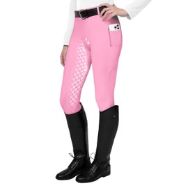 FitsT4 Sports Women's Full Seat Riding Tights Active Silicon Grip Horse Riding Tights Equestrian Breeches Pink Size M