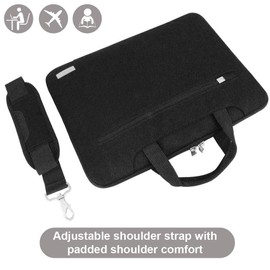 TECHGEAR Case for 14" - 14.6" Laptops, Portable Multi-function Laptop Case with Adjustable Shoulder Strap, Luggage Strap & Suppressible Handles, Portable Sleeve Organiser Case Cover + Pockets BLACK