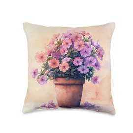 Creeping Phlox Plant In Pot Boho Style Graphic Throw Pillow