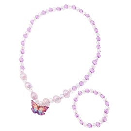 Ipetboom 1 Set Colorful Butterfly Bead Jewelry Set for Play Accessories for Dress Up Ages Comfortable Stylish Necklaces and Bracelets