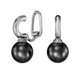 Traveller 114302 Women's Clip Earrings Silver Pearl 10 mm Black Platinum Plated 20 x 10 mm, Platinum Pearl, Pearl