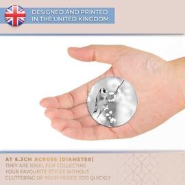 Destination Vinyl ltd Magnet for Refrigerator, Fridge BW - Cute finch Bird Garden Blossom for Office, Cabinet and Whiteboard, Magnetic Stickers, 36596