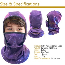 woogwin Kids Balaclava Ski Face Mask Windproof Neck Warmer Winter Fleece Face Scarfare Gaiter for Boys Girls(Galaxy)