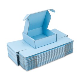 Wintcomfort 25 Pack Shipping Boxes, 6 x 6 x 2 inch Corrugated Cardboard Packing Small Mailer Box for Mailing Business Packaging, Gifts, Decorations, Blue Kraft