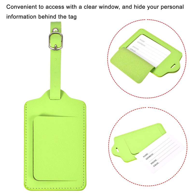 MECCANIXITY Luggage Tag PU Holders, 12x7cm Baggage Label Identifier with