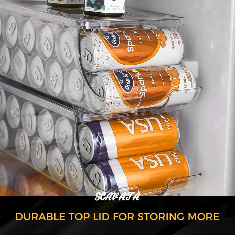 SCAVATA 2 Pack Skinny Can Organizer for Refrigerator, Stackable Tall
