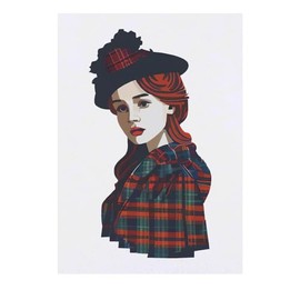 'Scottish Woman In Tartan' Temporary Tattoo - Water Resistant, Skin-Safe, Non-Toxic Transfer (TO00068661)
