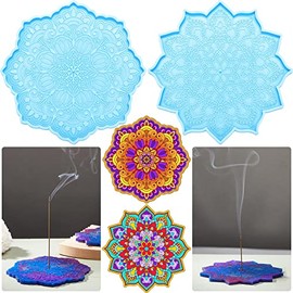 Mandala Incense Holder Resin Mold Incense Holder Mold Silicone Epoxy Resin Molds Incense Burner Ashes Catcher Epoxy Resin Casting Mold DIY Craft Home Decoration