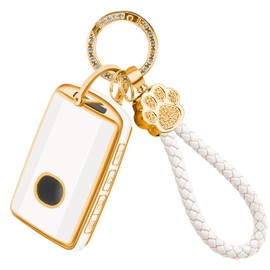 YALNORVA For Key Fob Cover with Keychain, Key Fob Case Cover Fits for 2019-2024 3 6 8 Hatchback CX30 CX5 CX9 CX10 CX50 CX70 CX90 Miata Car Accessories Smart Key, White