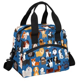 Kawaii Dog Insulated Lunch Bag for Women Men Reusable Lunch Box Cooler Bag Large Leakproof Lunch Tote with Adjustable Shoulder Strap for Adult Work Picnic Camping Beach Office