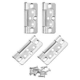 sourcing map 4Pcs 3x1.4 Inch Door Hinges Non-Mortise No Noise Bifold Door Hinges Plating for Cabinet Furniture Window Wardrobe with Screw, Chrome Plating